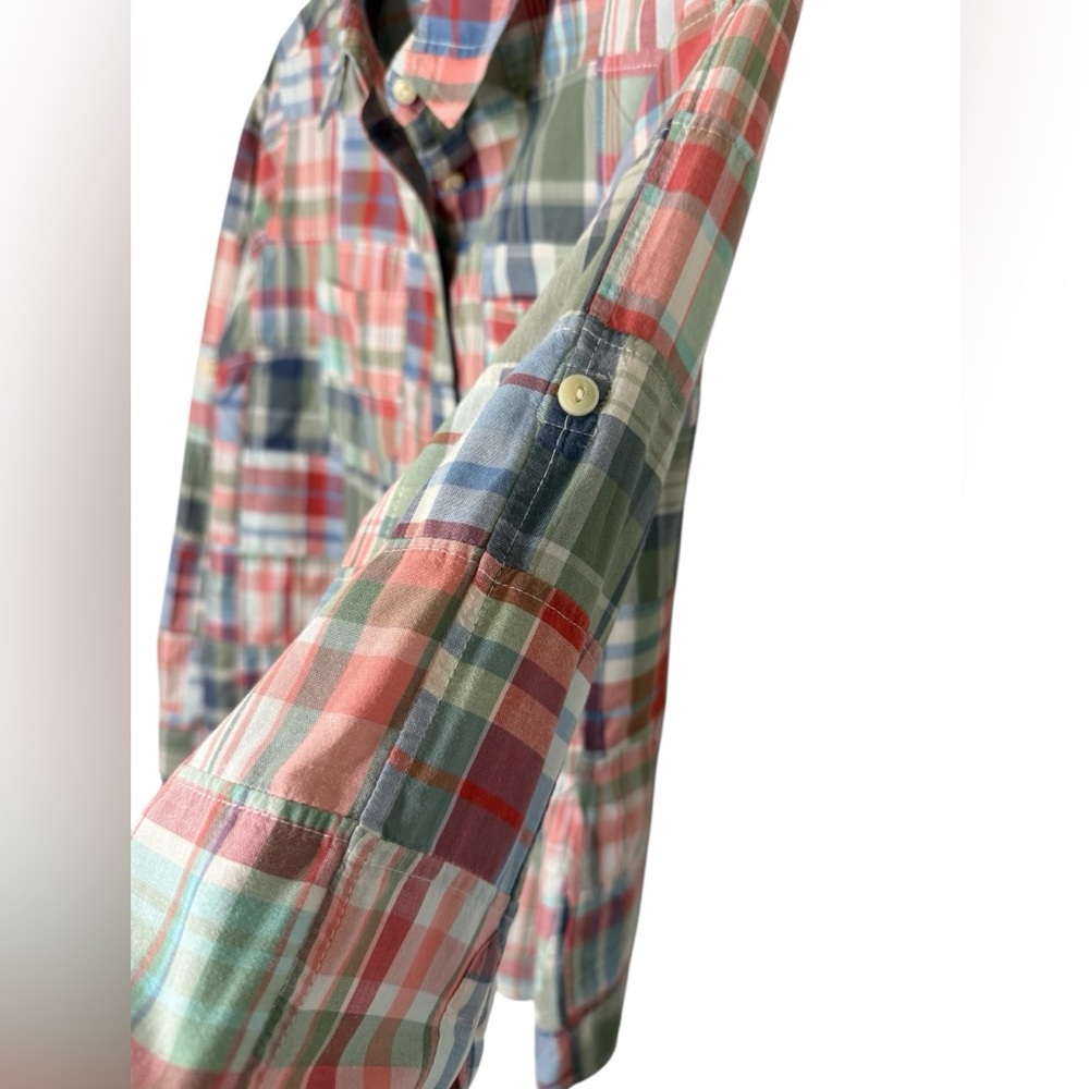 L.L Bean Madras Plaid Patchwork Button Adjustable… - image 5